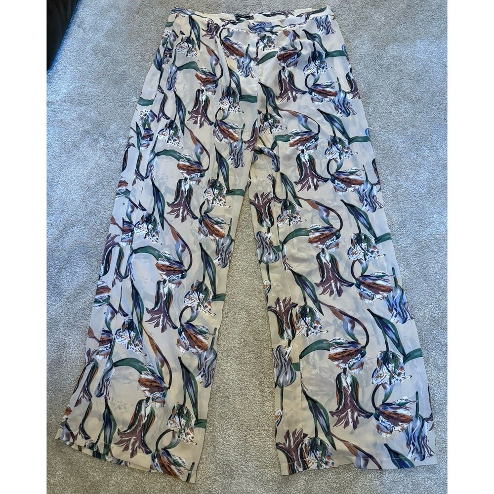 Pretty Little Thing Women's Size 20 Floral Wide Leg Pants Swim Beach Pool NWT